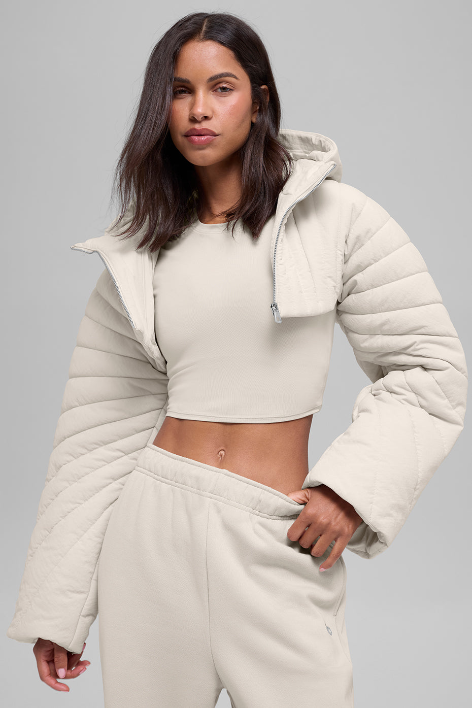 Quilted Starlight Puffer Shrug - Bone